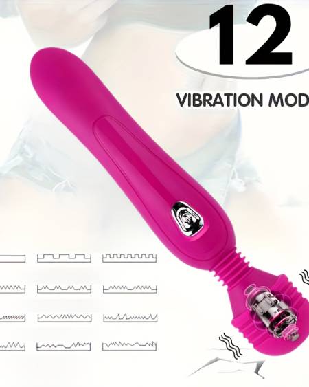 12 Frequency 2-in-1 Clitoral and Vaginal Vibrator - Rose Red Vibrating Stick