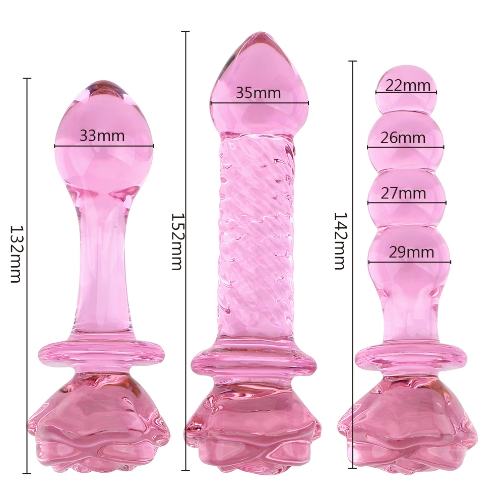 Sex Toys for Women Adult Products Butt Stimulation Anal Bead Pink Rose Flower Shape Anal Plug Prostate Massager Glass Dildo - Image 16