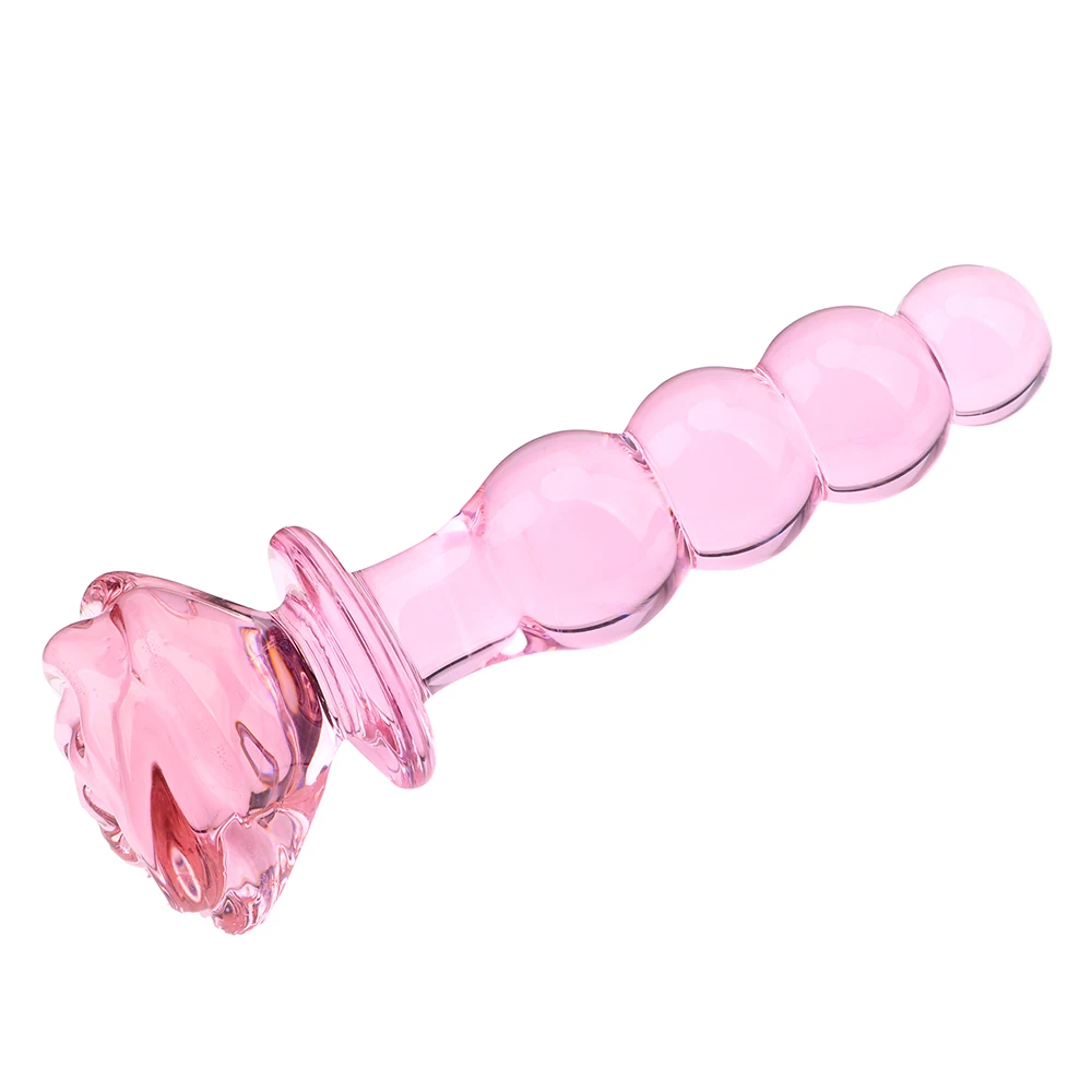Sex Toys for Women Adult Products Butt Stimulation Anal Bead Pink Rose Flower Shape Anal Plug Prostate Massager Glass Dildo - Image 15