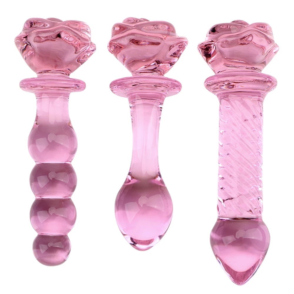 Sex Toys for Women Adult Products Butt Stimulation Anal Bead Pink Rose Flower Shape Anal Plug Prostate Massager Glass Dildo - Image 2